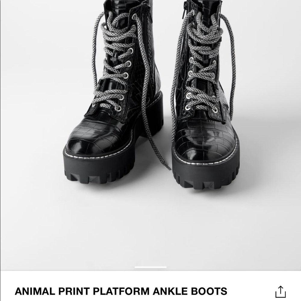 Zara animal print lace up boots
